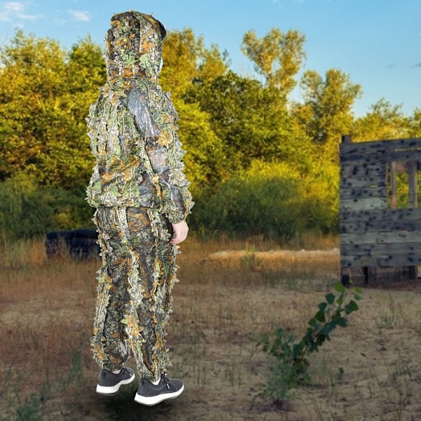 Barn förklädnadsdräkt Leaf Camouflage Military Jacka Byxor Set för jakt Fågelskådning Grön Höjd Under 1,55 m