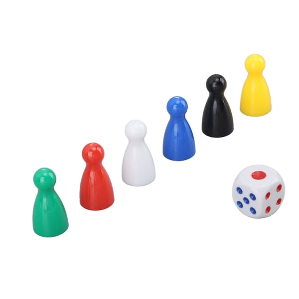30PCS 6 Color Chess Pieces 5PCS 6-Sided Dice Plastic Chess Game Dice Set for Board Game Components