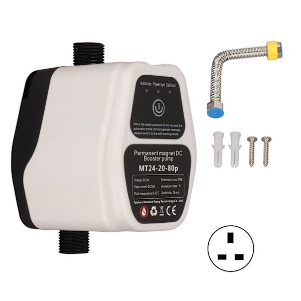 Boosterpumpe Automatisk Vandtryk Bruser Boosting Recirkulerende Væghængt DC-pumpe 100‑240V UK-stik