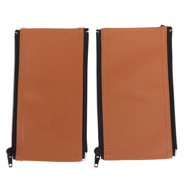 2 Pcs Stroller Handle Sleeve Zipper Cleanable Soft Comfortable Elastic Stroller PU Leather Cover Brown