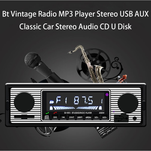 Bt Vintage Radio Lektor MP3 Stereo USB AUX Classic Car Stereo Audio U Disk, modell: 13
