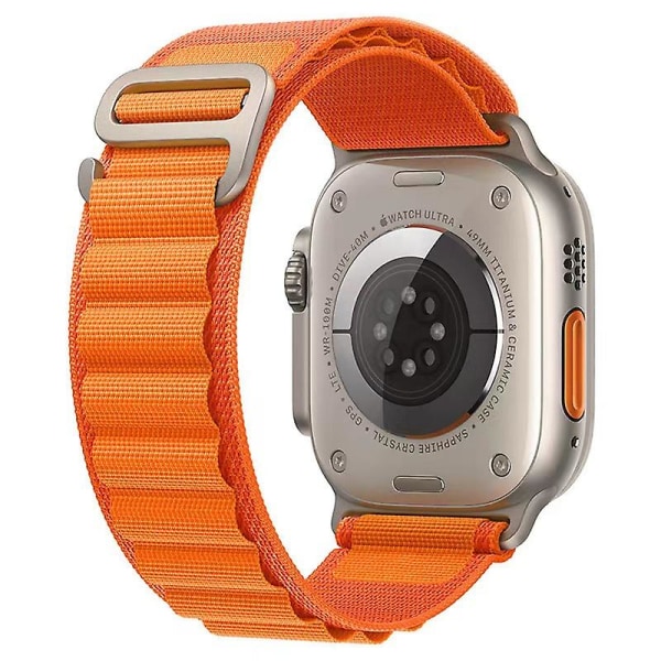 Yhteensopiva Apple Watch Ranneke 49mm 45mm 44mm 42mm, Nylon punottu lenkkinauha säädettävät urheiluhihnat Orange