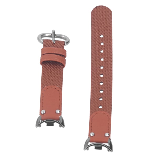 Mjukt canvas PU-läder sportklockarmband Andningsbart utbytesarmband Passar för Mi Band 8 NFC Caramel Brown
