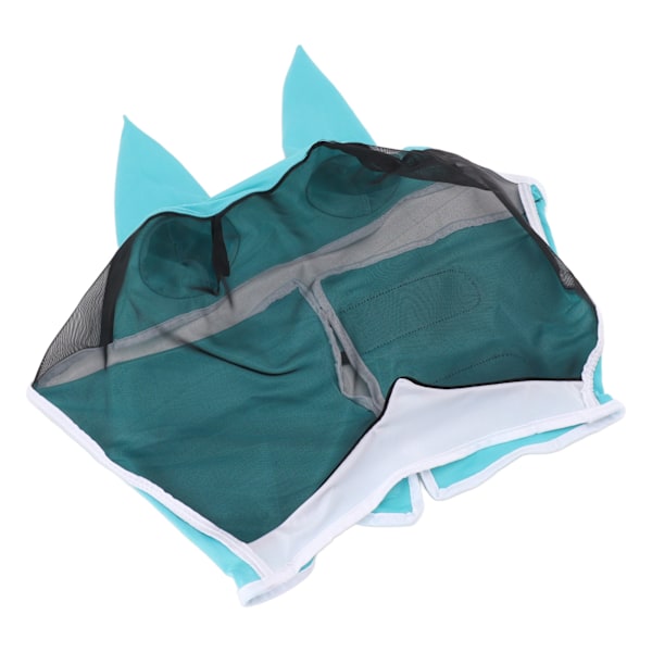 Hestefluemask Allround Mesh Andas Fluemask Elastisk UV-beskyttelse Hest Ansiktsmaske med Ører Blå L 45x54cm / 17,7x21,3in
