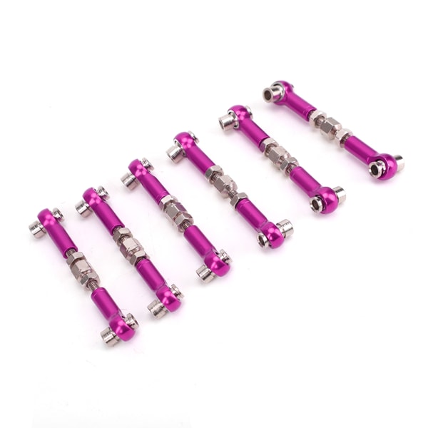 6 kpl Säädettävät Servolinkit Vetovarsisetti RC-autolle 1/10 Buggy Touring Car 47mm Tarvikkeet violetti