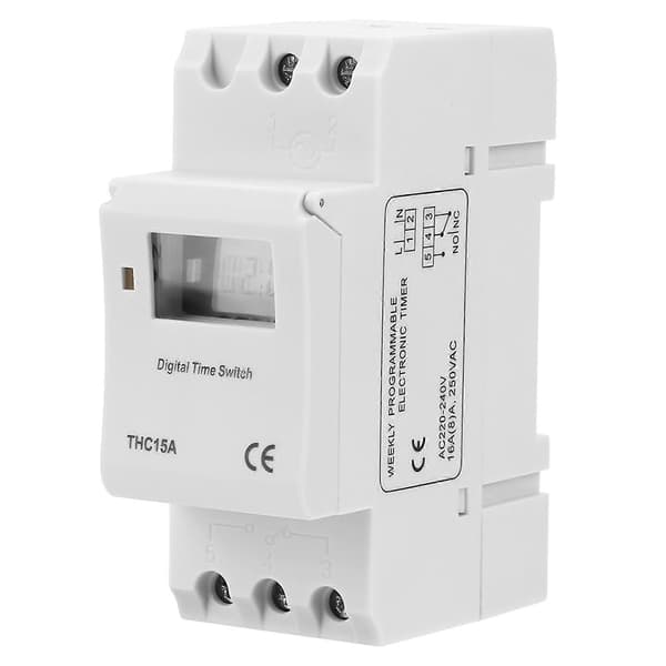 THC15A 220/240VAC 20A DIN-skinne digital programmerbar timer-kontakt