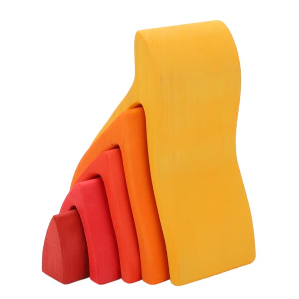 5 Pcs Fire Flame Element Stacking Toys Wooden Stacker Nesting Building Blocks Puzzle Toy