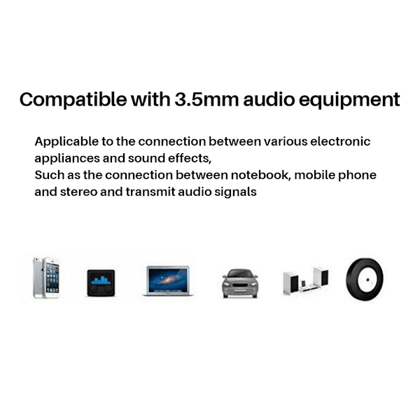 Lydbøyle 3,5 mm hann til hann Audio Aux-kabel med mikrofon for telefonhodetelefoner bil