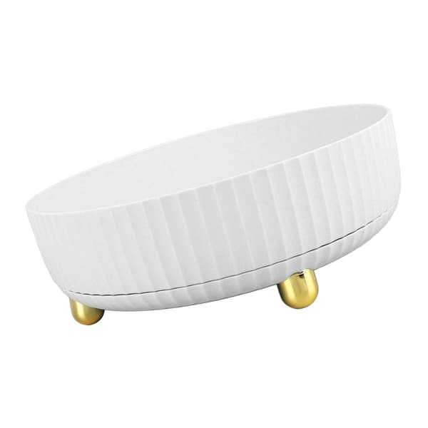 Rotatable Storage Tray Plastic Large Capacity Rotating Organizer Tray Desktop Rotatable Tray for Kitchen Living Room Bathroom White