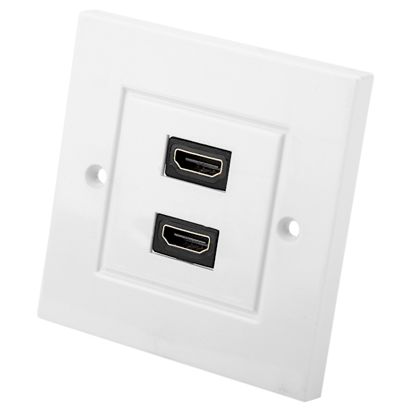 Vit Dual Port HDMI Väggplatta Panel för Hotell Hemmakontor Building US Standard