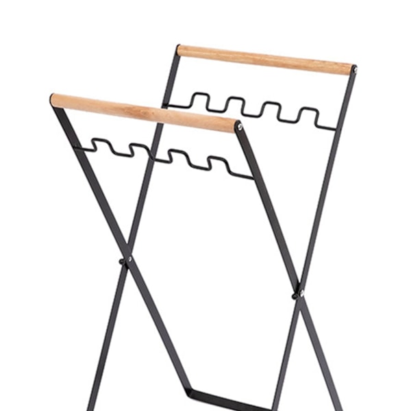 Søppelposeholder i Metall, Bærbar Søppelposeholder for Utendørs, Bladpose Stativ for Camping, Piknik, Kjøkken, Svart