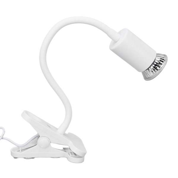 Reptilklemme Varmelampe Professionel Justerbar UVA UVB Reptil Lys med Lang Lampehælder UK-stik 220V Hvid
