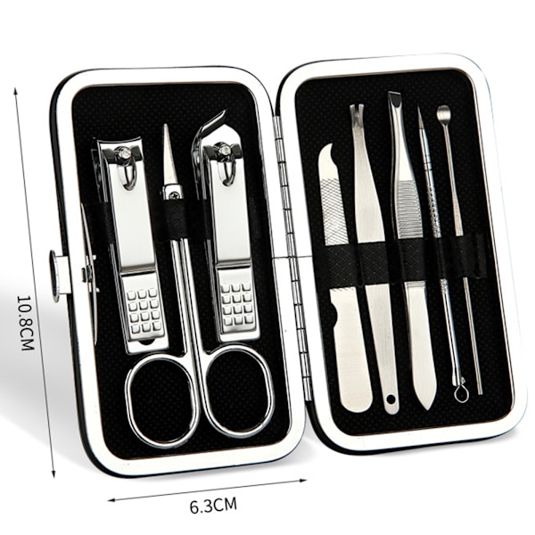8 st Nagelklipper Set Professionell Effektiv Säker Nagelklippare Pedikyr Set för hemresor