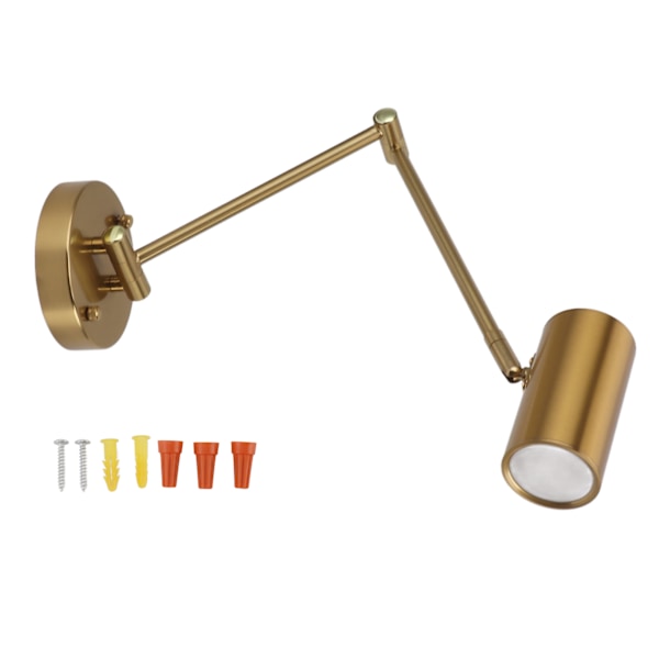 Svingarm Vegglampe Jern Justerbar Vinkel LED 3000K Varmt Lys Moderne Veggleselampe med E27-pære for Soverom Stue Gang 85 til 265V