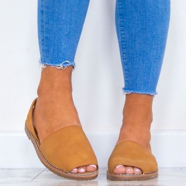 Semester Menorcan Flats Peep Toe Sandaler för Kvinnor - Casual Sommarskor