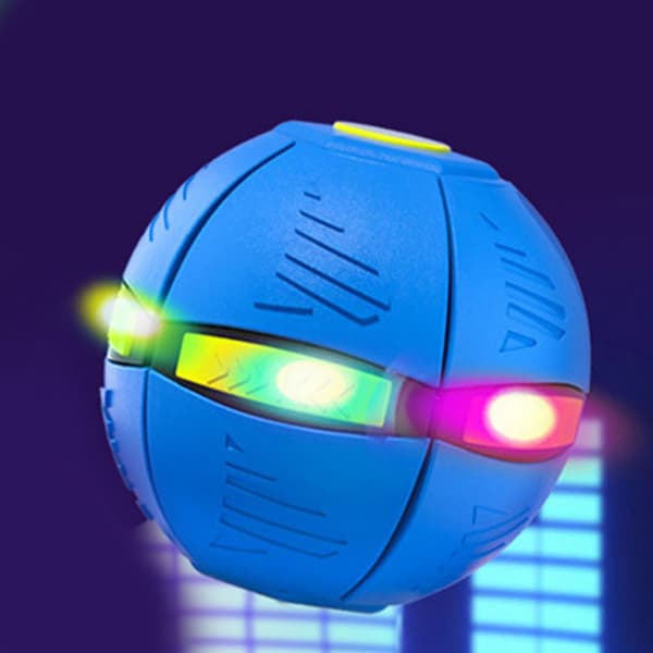 Flying Saucer Ball Magic Deformation Ball with Light Decompression Flying Flat Throwing Discs Parent Child Interactive Toy with Light Blue