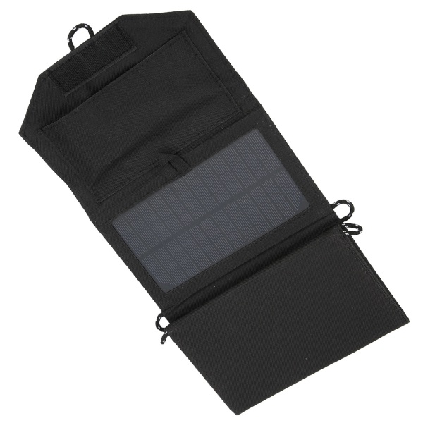 7,2W Solpanel Foldbar Bærbar Solar Opladningspanel med USB-interface til telefonopladning Sort