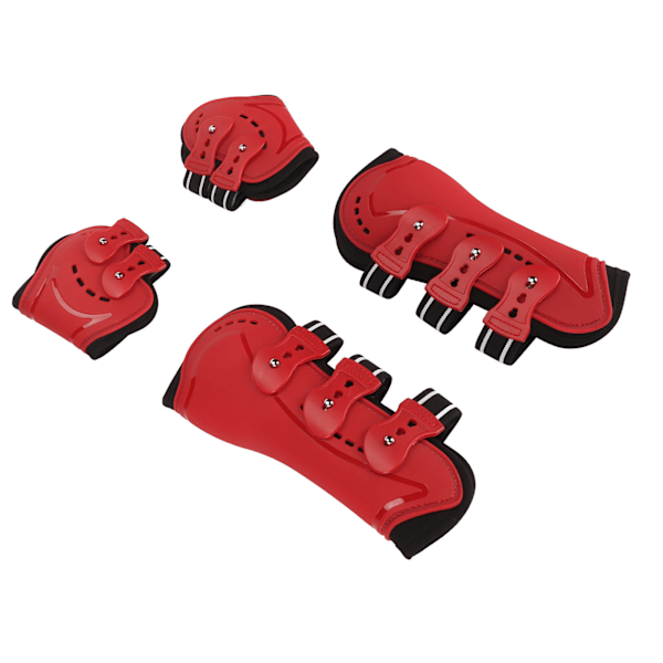 Häst främre benstövlar Andas stötdämpande Förhindra glidning Mjukt foder Lättvikts hästbenskydd Röd L
