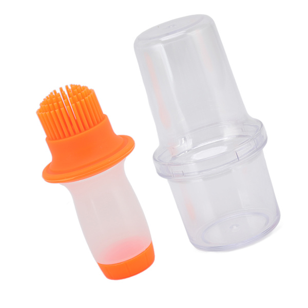 Oljedispenserflaska 60ml Livsmedelsklassad silikon Klämtyp Borste Jämnt värmeisolering Matoljeautomat Orange