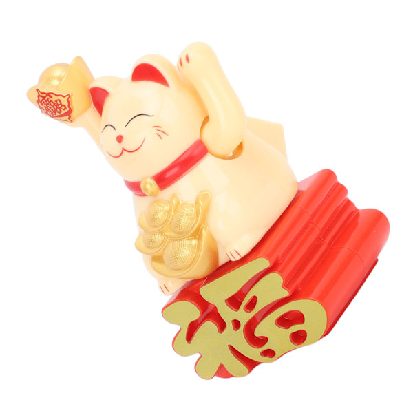 Lykkekat Ornament Viftende Arm Lokker Rigdom Lucky Fortune Cat til Skrivebord Bil Kontorbutik Gul MLY23110