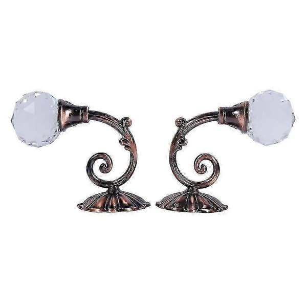 2x Røde bronsefargede krystallglasskroker for gardinfester