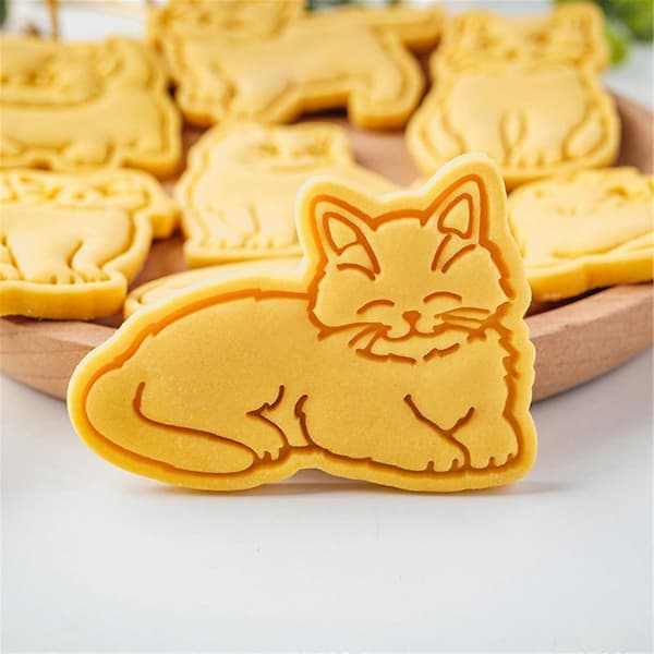 Søde katteformer kiksforme elegante katte mønster kiksestempel kiksform til sød dessertfremstilling Kitten C