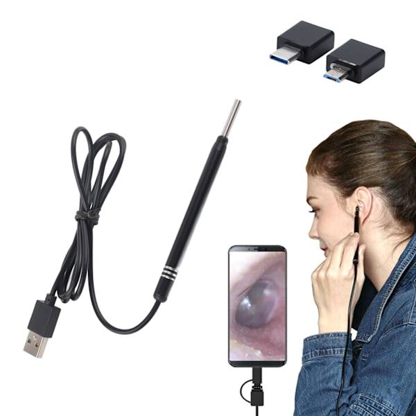 An108 3-i-1 Visual Endoscope Camera Luminous High Definition Compact Portable Ear Endoscope3,9 mm / 0,15in