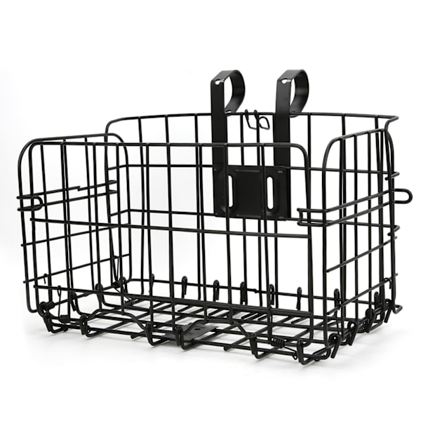 Stærk Sort Jern Cykelkurv Foldbar Foran Kurv Foldbar Bag Hængende Trådpose Cykeltilbehør Sort Tyk Stærk 1300g