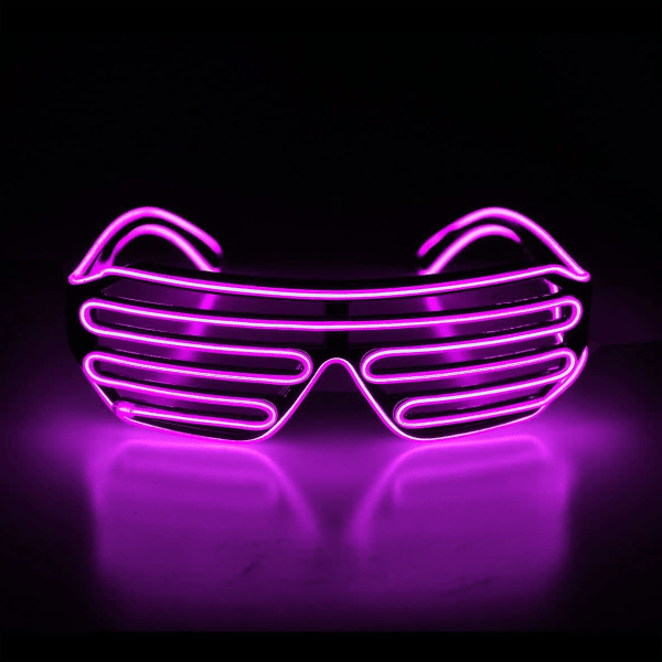 Lyser Blinkende Lukker Neon Rave Briller El Wire Led Solbriller Pink