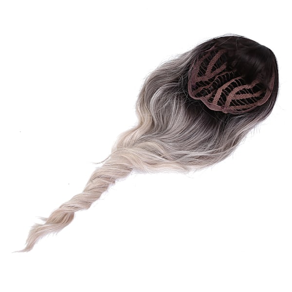 lc202‑2 Svart Gradient Beige Långa vågiga Peruker Kvinnor Långt Hår Peruker Falskt hår 65 cm