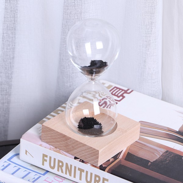 Skrivebords magnetisk glas sandtimer med base til hjemindretning pynt gave