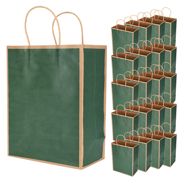 20 stk Kraftpapirposer Genanvendelig Miljøvenlig Pose til Tøjgaver 21 x 11 x 27,5 cm (Mørkegrøn)