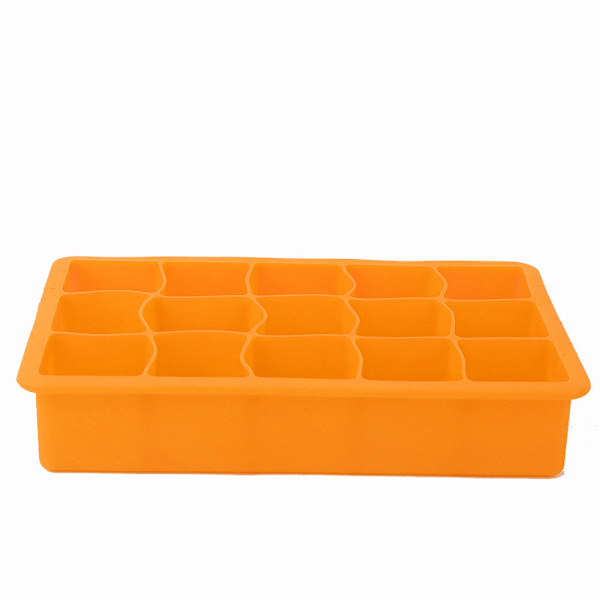 15 rutnät silikon isbricka DIY iskuber Mögelmaskin för hem kök Bartillbehör Orange
