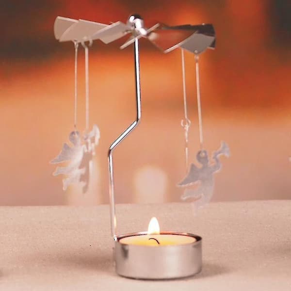 Jul Roterende Telysestake Snurrende Lysestake Karusell Dekorasjon Gave Angel