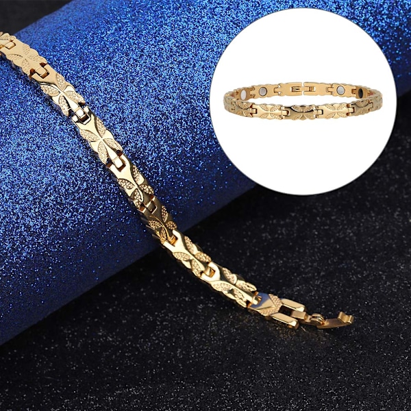 Mode Kvinna Rostfritt stål Blomma Form Armband Smycken (guld)