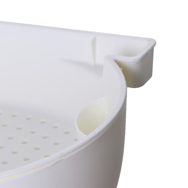 Colander Bowl 2-Layer Fruit Drain Basket Plastic with Phone Holder for Kitchen Food White