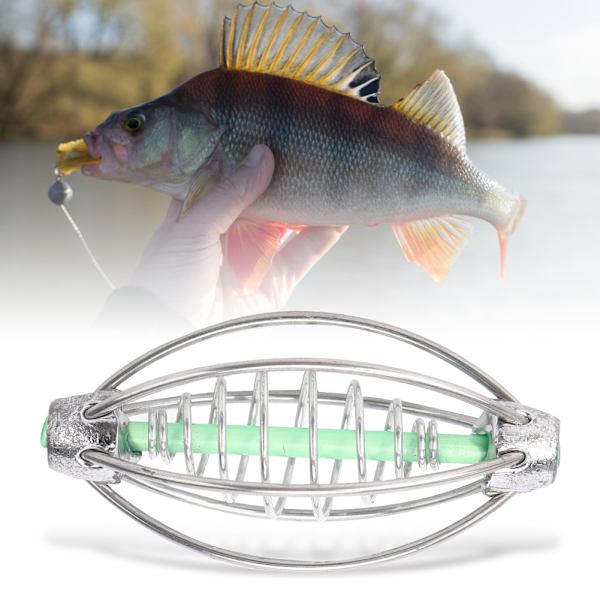 10 stk rustfritt stål fjærfiskefôrer Agnsholder Fiskeutstyr med hengende perler 17g