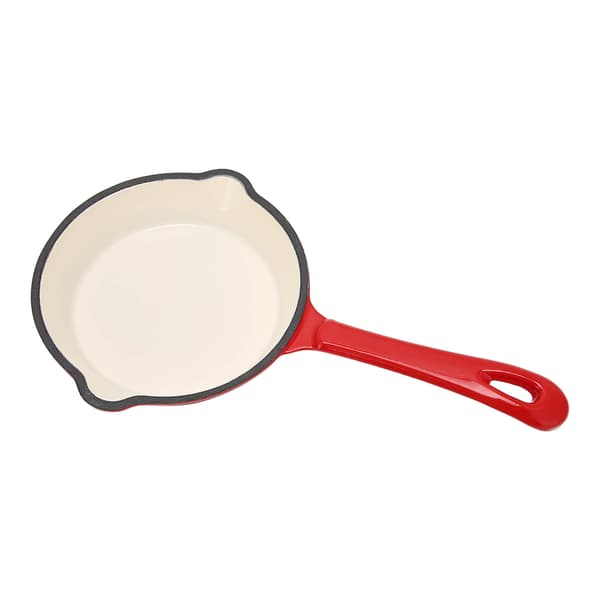 Frying Pan Cast Iron Enamel Double Layer Nonstick Surface Long Handle Durable Robust Frying Pan for Home Restaurant