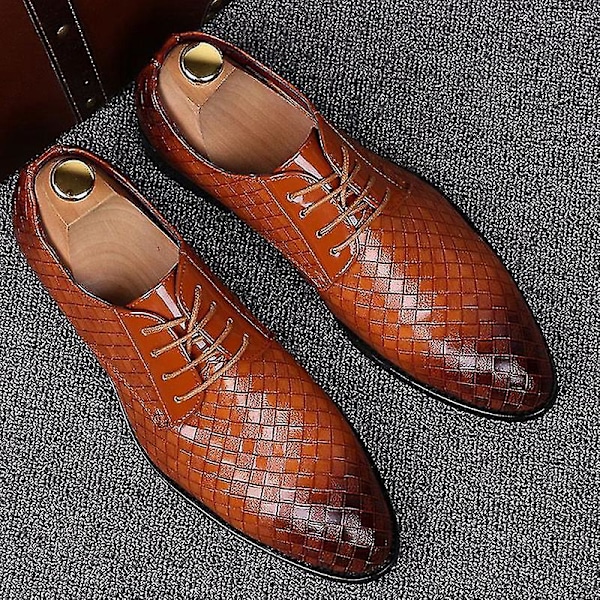 Mænds Formelle Sorte Læder Geometriske Oxfords til Forretning, Bryllup og Fest