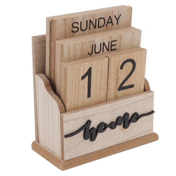 Trä evighetsdatum Skrivbordskalender Manuell Återanvändbar Retro Vacker skrivbordskalender Träblockskalender