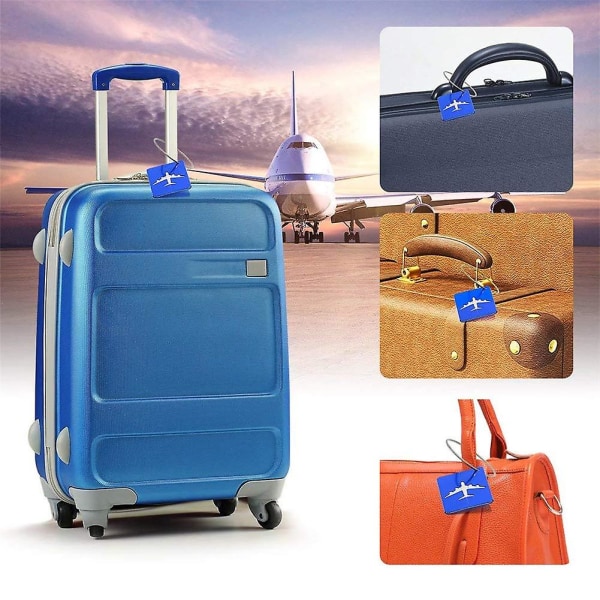 Matkalaukkujen etiketit matkalaukkuille, 6 paketin matkatavaratarrat alumiiniseoksesta valmistettu matkalaukkulappu teräslenkillä (satunnainen väri)