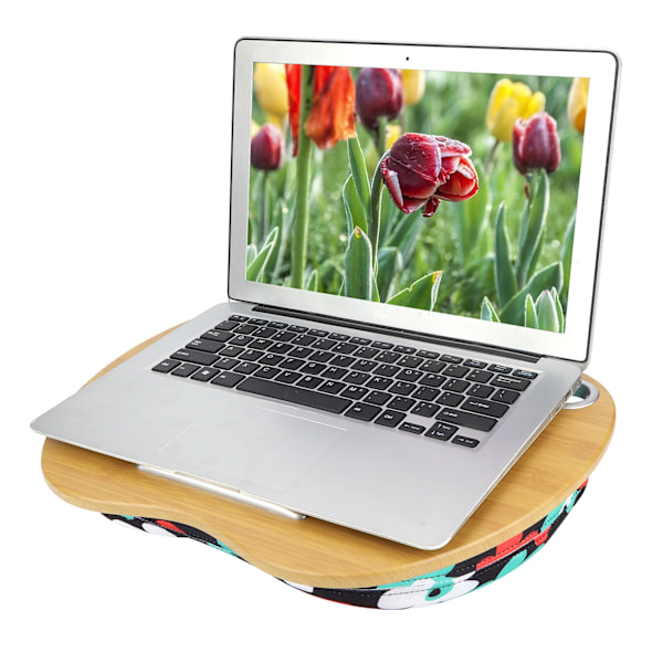 Multifunksjonelt mini bærbart bordstativ for laptop med pute Sengestøtte for hjemmekontoret (Blomstermønster)