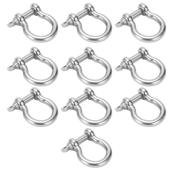 10 stk Bøjle Shackle D Ankerlast Rustfrit Stål UShape til Camping Vandreture Klatring M5