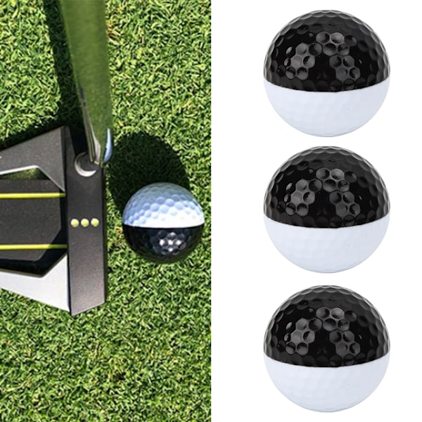 12 stk PU golf treningsball tolags svart hvitt innendørs trening putter assist tilbehør