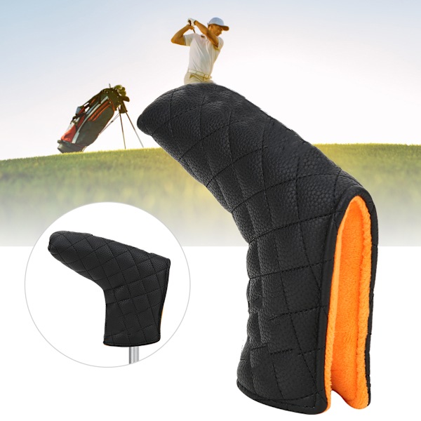 Magnetisk Golf Putter Cover Hoveddækning Vandafvisende PU L-formet Golfkølle Hoveddækning Tilbehør (Sort)