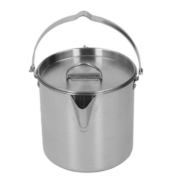 1,2L campingvattenkokare i rostfritt stål Bärbar tekanna Kaffekanna Utomhuskokkärl för vandring Camping picknick
