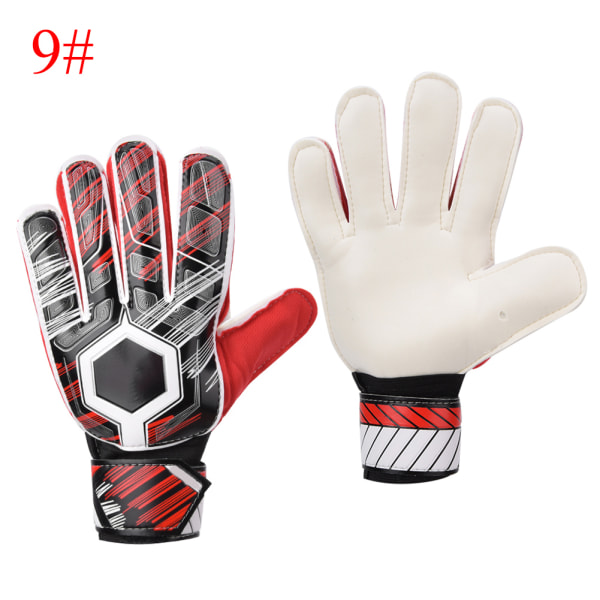 Latex Nylon PU Fingerskydd Fotbollsmålvaktshandskar för vuxna barn (röd 9#)