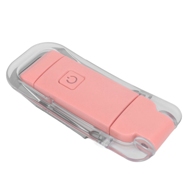 LED-bokmerkelys USB-oppladbar 3 lysstyrker Varmt hvitt lys Bærbar klips-leselampe for nattlesing Rosa