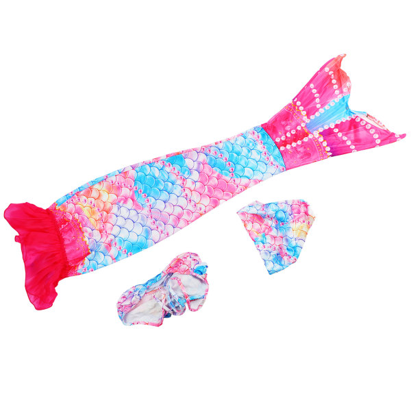 Børne Mermaid Tails Badetøj Polyester Badetøj Mermaid Tail Sæt til Piger Svømning 120 cm/47.2in