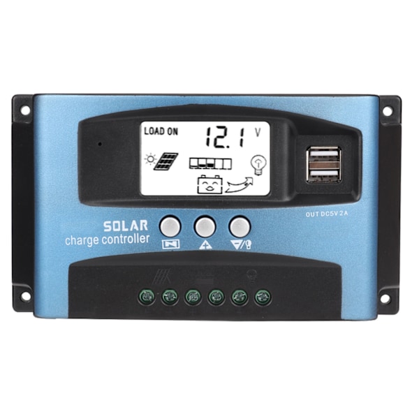 MPPT 100A Solladdningsregulator Dubbel USB LCD-Skärm 12V 24V